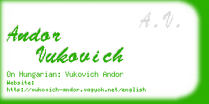 andor vukovich business card